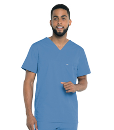 Men's Ripstop V-Neck Scrub Top - Ceil Blue